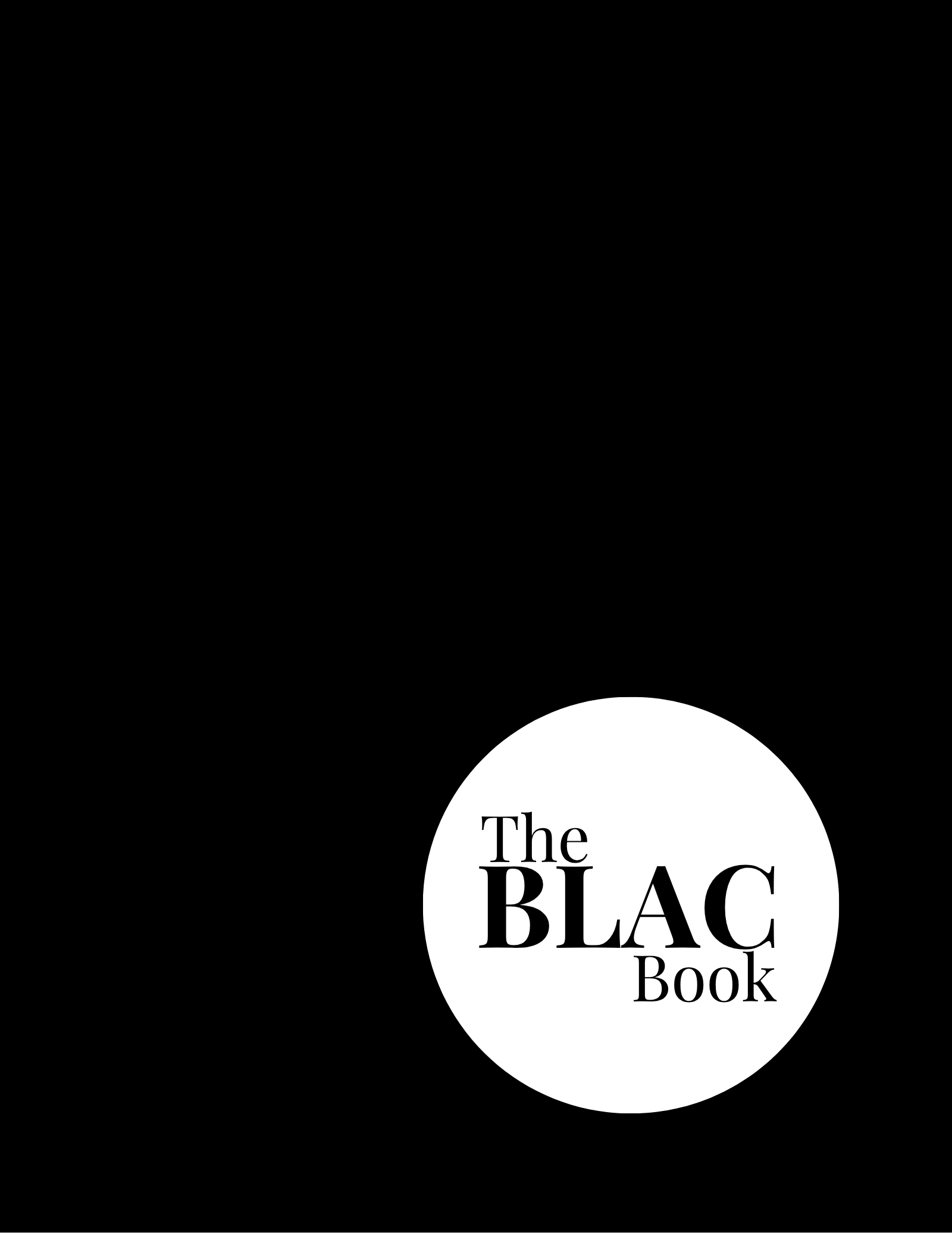 The BLAC Book cover: a black page with a white circle holding the serif wordmark “The BLAC Book”